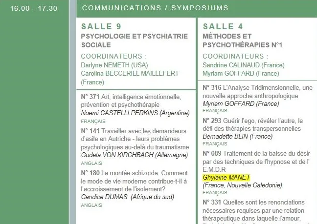 ConfÃ©rence au 8e Congres mondial de PsychothÃ©rapie