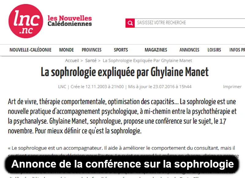 La sophrologie expliqu&eacute;e par Ghylaine Manet en 2003