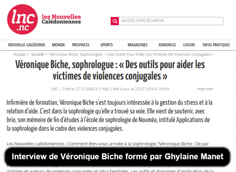 Véronique Biche formé par Ghylaine Manet est interviewé en 2005