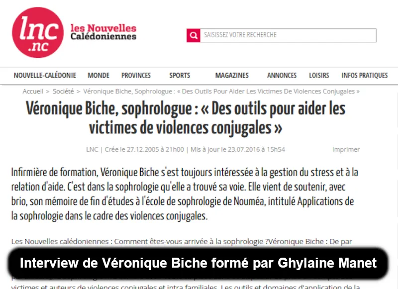 V&eacute;ronique Biche form&eacute; par Ghylaine Manet est interview&eacute; en 2005